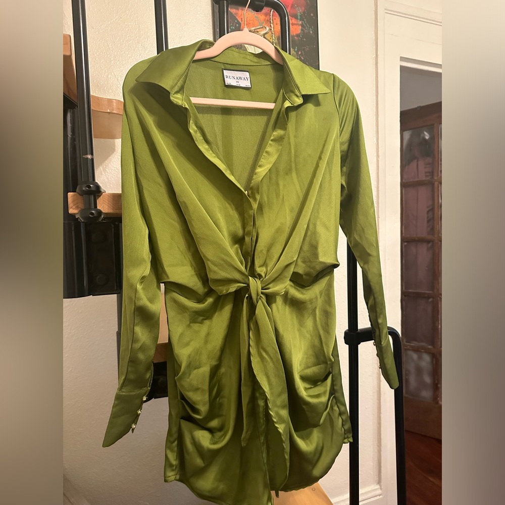 Runaway The Label Ruby Shirt Dress - Bright Green/ Chartreuse